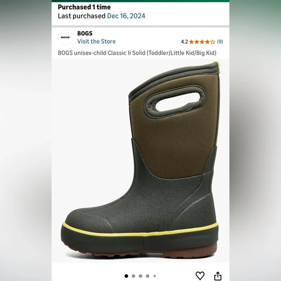 Kids Unisex Green Bogs Boots big kids size 6 nearly new - Picture 11 of 14